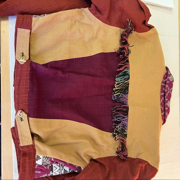 90s Passports by Pier 1 Imports Eclectic Fringe Patchwork Cropped Jacket - Picture 10 of 13